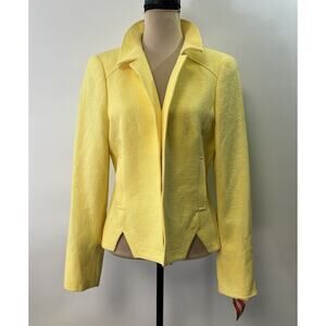 New Nina McLemore Yellow Rose Jacquard Blazer Jacket Sz 8 $695 Career Luxury